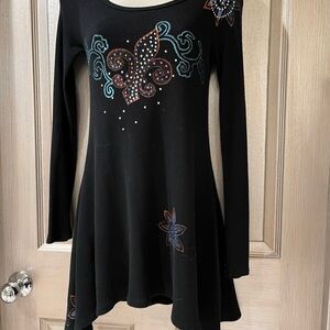 T Party Fashion Black Tunic with Colorful Accents